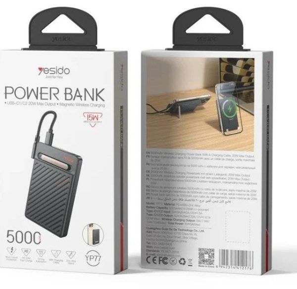 پاوربانک Yesido 5000mAh مدل YP77 - مشکی (گارانتی 18 ماهه) - Image 8