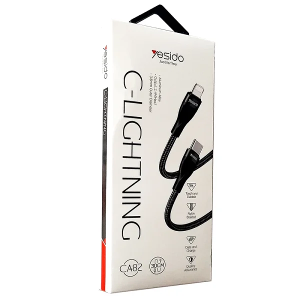 کابل شارژ پاوربانک PD و فست yesido Type-C To Lightning مدل CA82 - Image 4