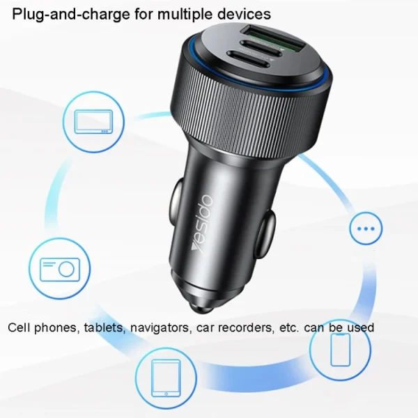شارژر فندکی PD و فست یسیدو مدل Y50 - Image 3