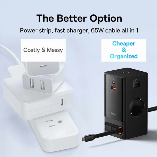 شارژر رومیزی بیسوس مدل PowerCombo Tower PowerStrip - Image 12
