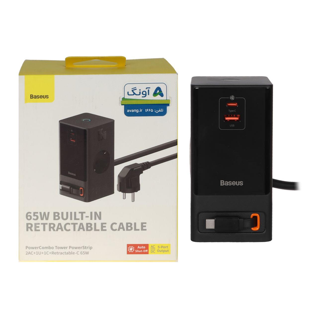 شارژر رومیزی Baseus مدل PowerCombo Tower PowerStrip شارژر رومیزی بیسوس مدل PowerCombo Tower PowerStrip - Image 1