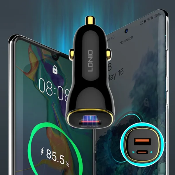 شارژر فندکی 60 وات الدینیو مدل C103 به همراه کابل USB-C - Image 3