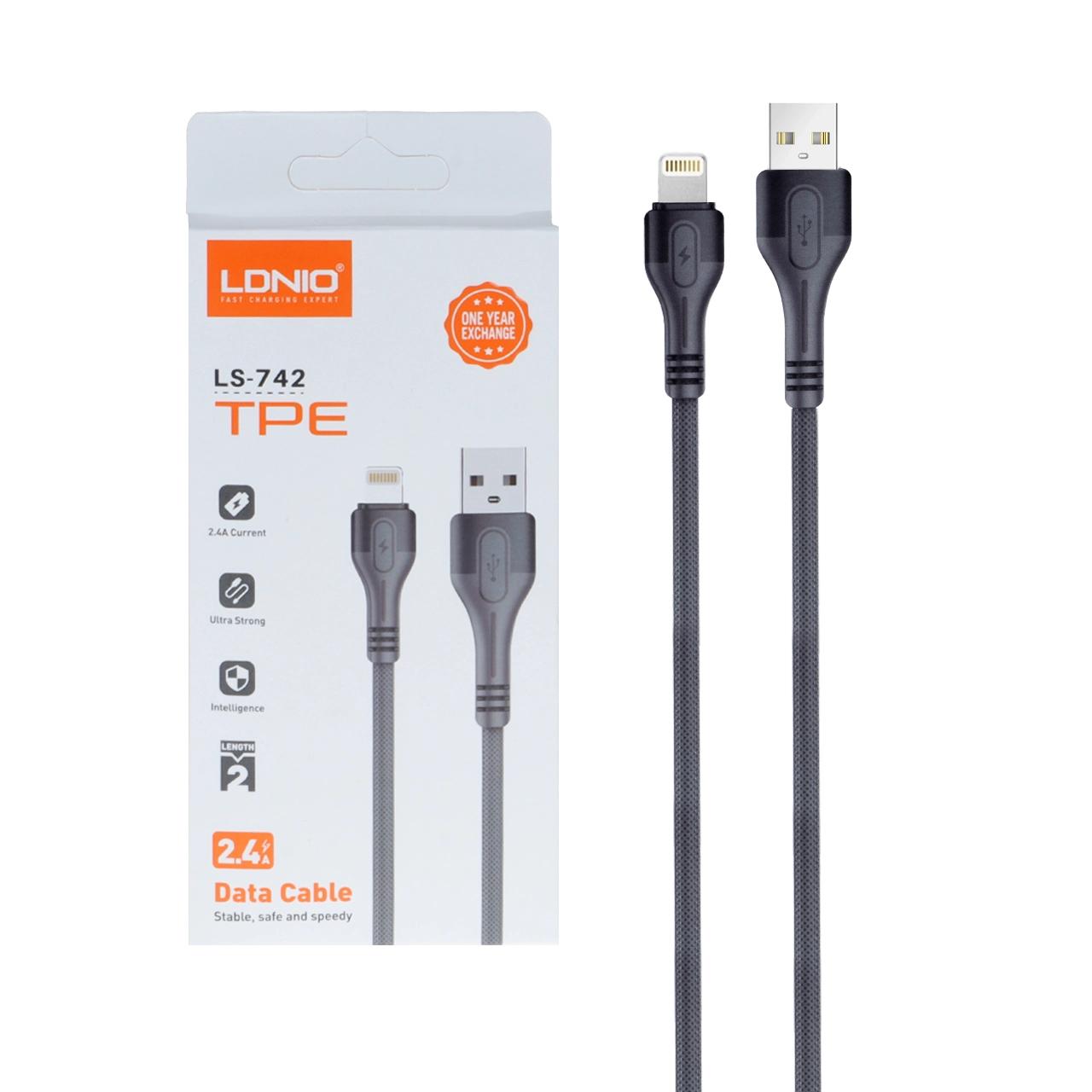 کابل شارژ فست آیفون LDNIO مدل LS-742 خاکستری کابل شارژ فست آیفون LDNIO مدل LS-742 خاکستری - Image 1