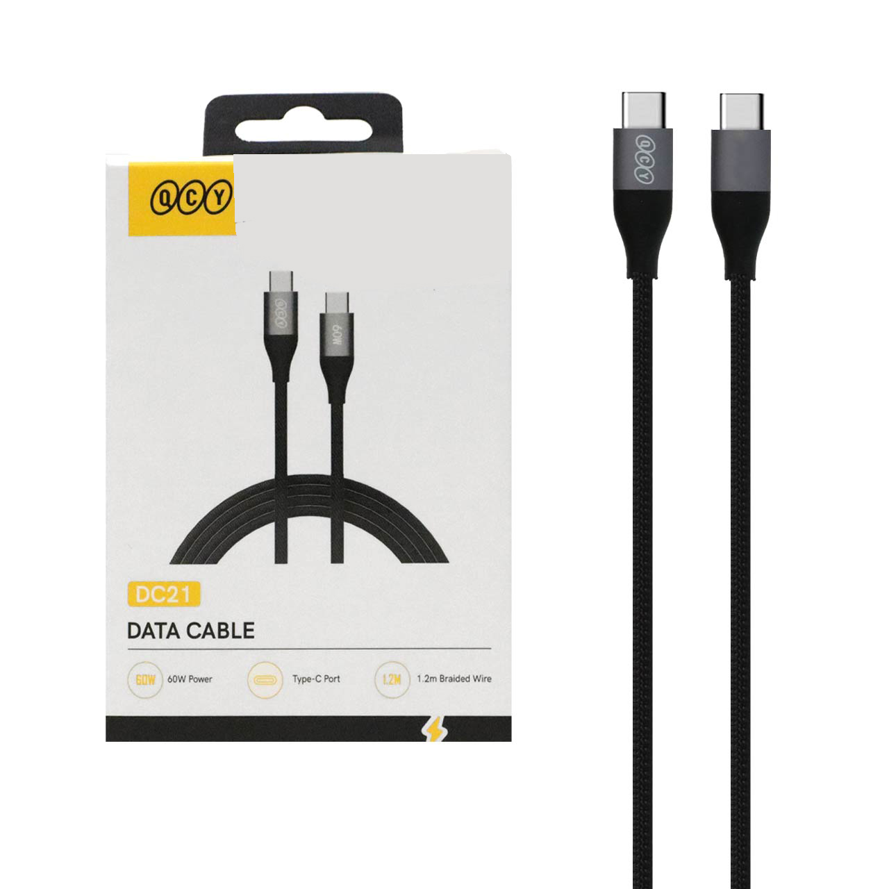 کابل تبدیل USB-C کیو سی وای مدل DC21 مشکی کابل تبدیل USB-C کیو سی وای مدل DC21 مشکی - Image 1